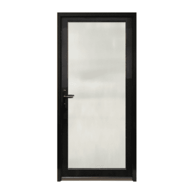 Full-Lite Midcentury Modern Smooth Fiberglass Exterior Pre-hung Single Door – NP Series – Simulated Divided Lite – 6’8″