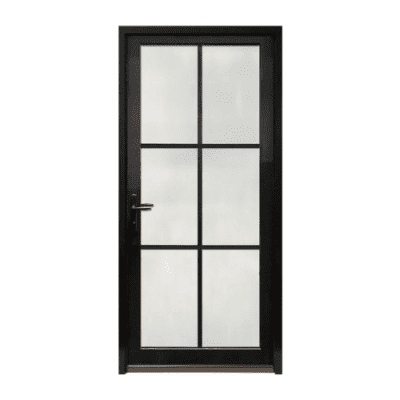 6-Lite Midcentury Modern Smooth Fiberglass Exterior Pre-hung Single Door – NP Series – Simulated Divided Lite – 6’8″