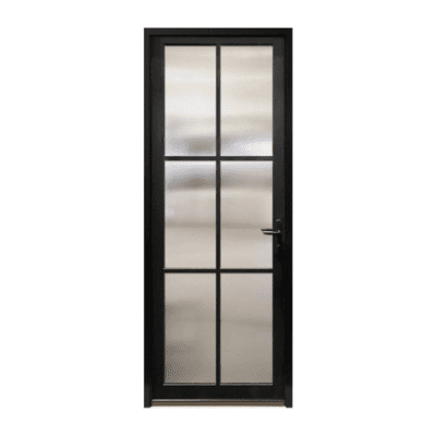 6-Lite Midcentury Modern Smooth Fiberglass Exterior Pre-hung Single Door – NP Series – Simulated Divided Lite – 8’0″