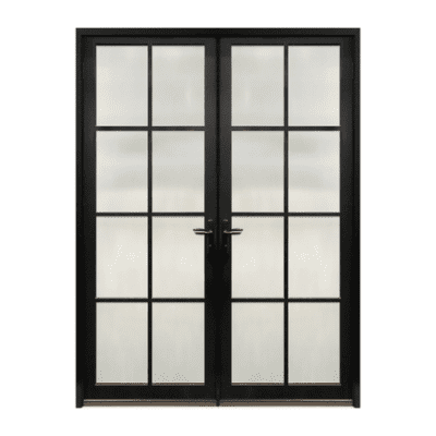 8-Lite Midcentury Modern Smooth Fiberglass Exterior Pre-hung Double Door – NP Series – Simulated Divided Lite – 8’0″
