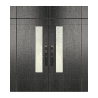 1-Lite Midcentury Modern Mahogany Exterior Double Door Slabs – Santa Barbara Mahogany & Glass Contemporary