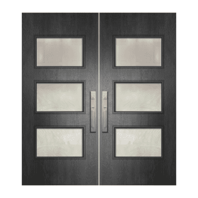 3-Lite Midcentury Modern Mahogany Exterior Double Door Slabs – Santa Monica Mahogany & Glass Contemporary