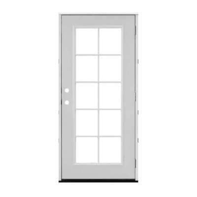 10-Lite Classic Fiberglass Exterior Single Prehung Door – Right Hand Inswing – Commodity doors come in either smooth or textured fiberglass.