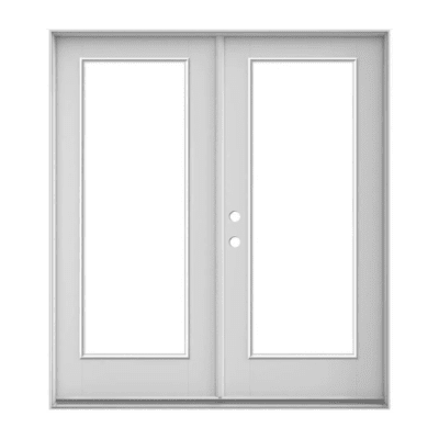 Full-Lite Classic Fiberglass Exterior Prehung Double Doors – Right Hand Inswing – Commodity doors come in either smooth or textured fiberglass.