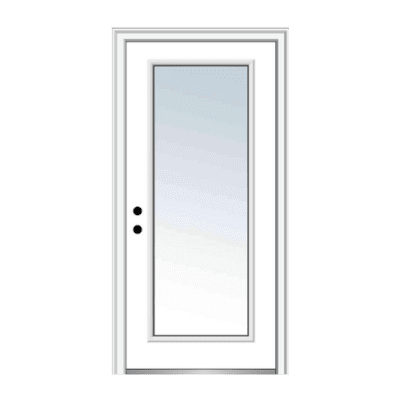 Full-Lite Classic Fiberglass Exterior Prehung Single Door – Right Hand Inswing – Commodity doors come in either smooth or textured fiberglass.