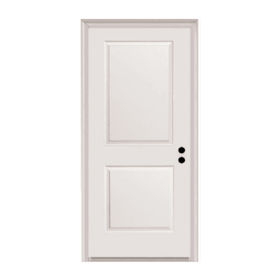2-Panel Classic Fiberglass Exterior Prehung Single Door – Square Panel – Left Hand Inswing – Commodity doors come in either smooth or textured fiberglass.