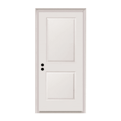 2-Panel Classic Fiberglass Exterior Prehung Single Door – Square Panel – Right Hand Inswing – Commodity doors come in either smooth or textured fiberglass.