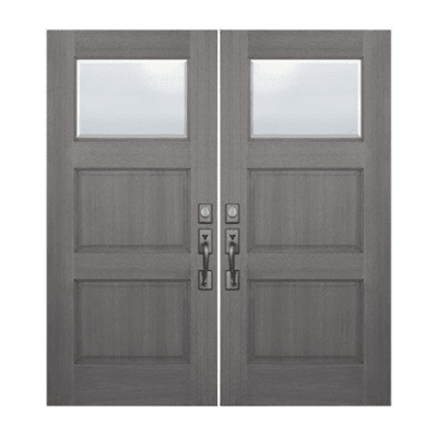 1-Lite over 2-Panel Classic Mahogany Exterior Double Door Slabs – Continental True Divided Lite