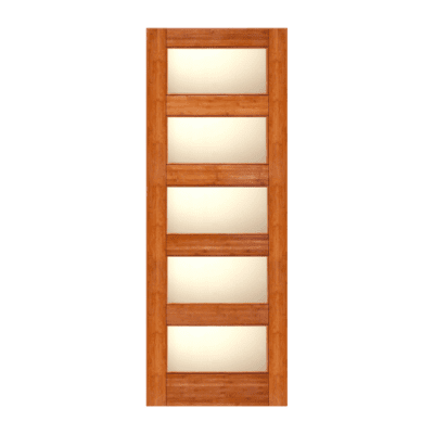 5-Lite Midcentury Modern Bamboo Interior Single Door Slab – BM 11 Matte Glass