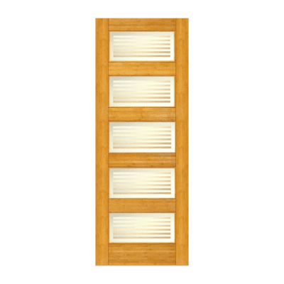 5-Lite Midcentury Modern Bamboo Interior Single Door Slab – BM 12 Matte Bars Glass