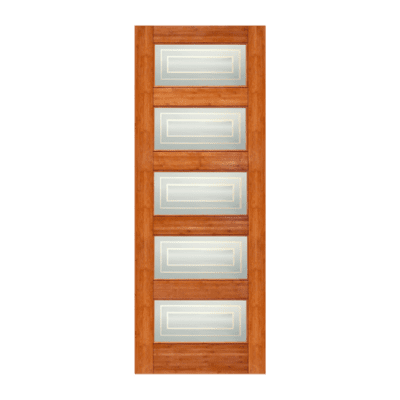 5-Lite Midcentury Modern Bamboo Interior Single Door Slab – BM 13 Matte Square Glass