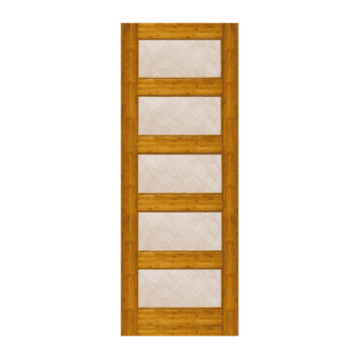 5-Lite Midcentury Modern Bamboo Interior Single Door Slab – BM 15 Silk Glass