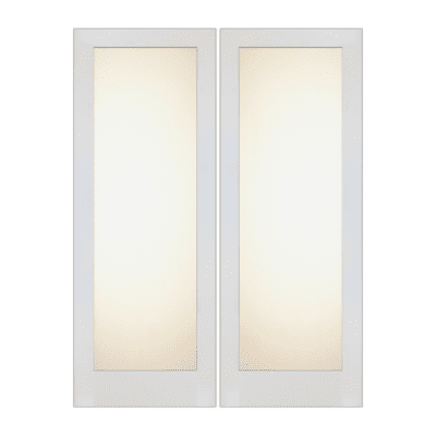 Full-Lite Midcentury Modern Prime White Interior Double Door Slabs – DLX SH 14