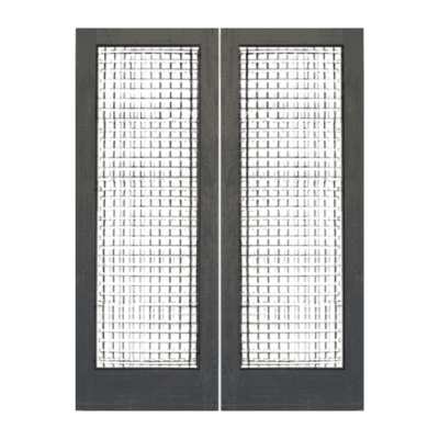 Full-Lite Midcentury Modern Mahogany Exterior Double Door Slabs – FG 10 Weaving