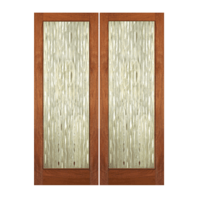 Full-Lite Midcentury Modern Mahogany Exterior Double Door Slabs – FG 3 Waterfall