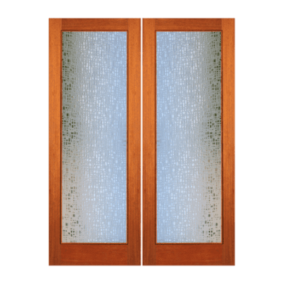 Full-Lite Midcentury Modern Mahogany Exterior Double Door Slabs – FG 5 Contempo