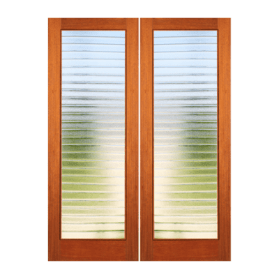 Full-Lite Midcentury Modern Mahogany Exterior Double Door Slabs – FG 7 Deco Bars