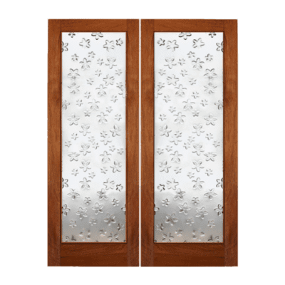 Full-Lite Midcentury Modern Mahogany Exterior Double Door Slabs – FG 8 Blooming