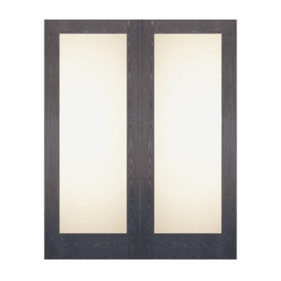Full-Lite Midcentury Modern Black Apricot Interior Double Door Slabs – SH 14 Black Apricot