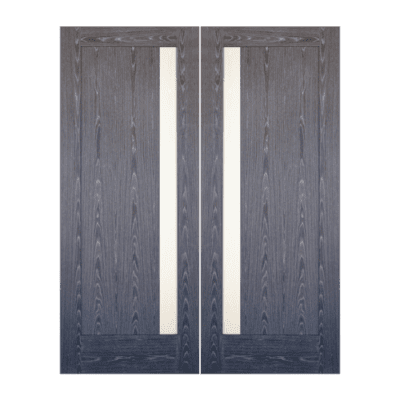 1-Lite Midcentury Modern Black Apricot Interior Double Door Slabs – SH 15 Black Apricot