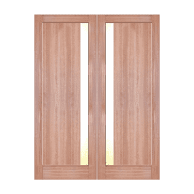 1-Lite Midcentury Modern Mahogany Interior Double Door Slabs – SH 15 Mahogany