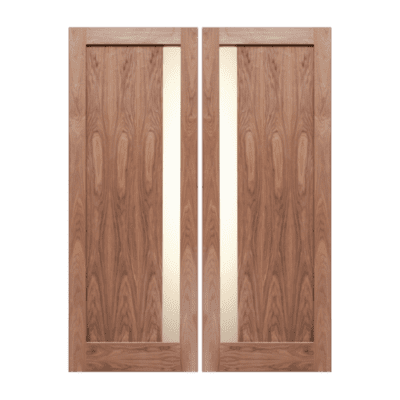 1-Lite Midcentury Modern Walnut Interior Double Door Slabs – SH 15 Walnut