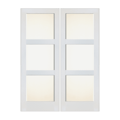 3-Lite Midcentury Modern Prime White Interior Double Door Slabs – SH 19 Prime White