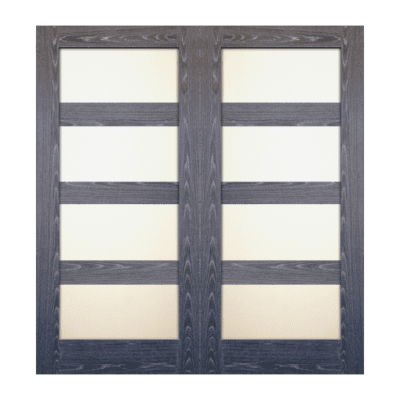 4-Lite Midcentury Modern Black Apricot Interior Double Door Slabs – SH 20 Black Apricot