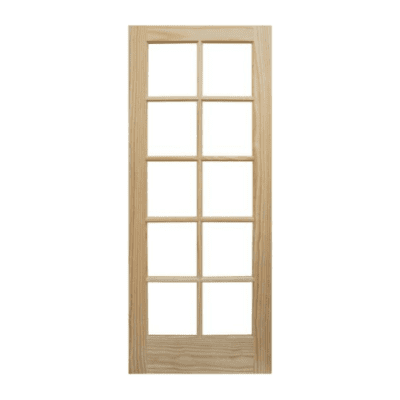 10-Lite Classic Stain Grade Pine Interior Single Door Slab – French Door w/Clear Glass