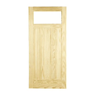1-Lite over 3-Panel Craftsman Stain Grade Pine Exterior Single Door Slab