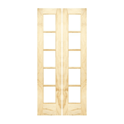 5-Lite Classic Stain Grade Pine Interior Double Door Slabs – French Door w/Clear Glass