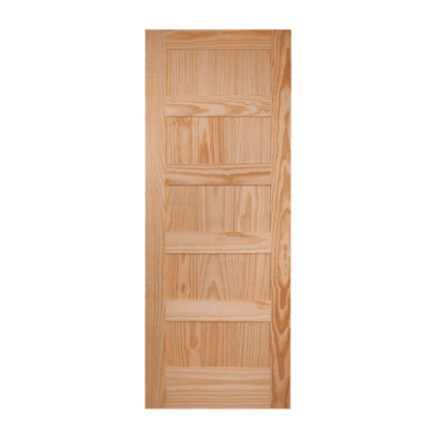 5-Panel Midcentury Modern Stain Grade Pine Interior Single Door Slab – Shaker Style Door