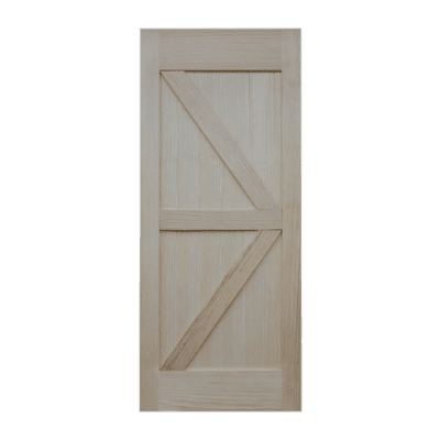 2-Panel Farmhouse Clear Pine Interior Barn Door Slab – British Brace Style