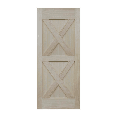 2-Panel Farmhouse Clear Pine Interior Barn Door Slab – Double X Brace Style