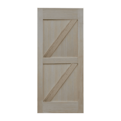 2-Panel Farmhouse Clear Pine Interior Barn Door Slab – Double Z Brace Style