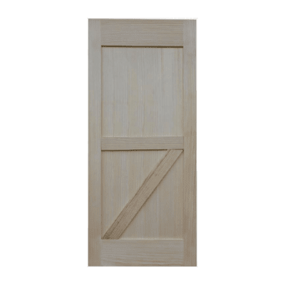 2-Panel Farmhouse Clear Pine Interior Barn Door Slab – Half Z Brace Style