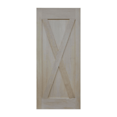 1-Panel Farmhouse Clear Pine Interior Barn Door Slab – X Brace Style