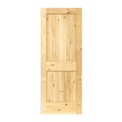 2-Panel Classic Knotty Pine Interior Single Door Slab – Square Panel w/ V-Groove