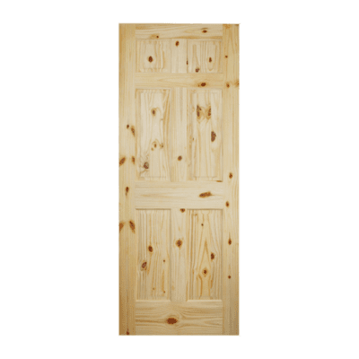6-Panel Classic Knotty Pine Interior Single Door Slab – Square Panel