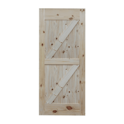 2-Panel Farmhouse Knotty Pine Interior Barn Door Slab – Double Z Brace Style – U-Groove