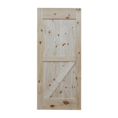 2-Panel Farmhouse Knotty Pine Interior Barn Door Slab – Half Z Brace Style – U-Groove