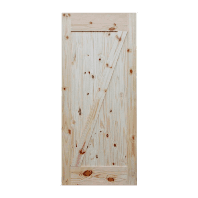 1-Panel Farmhouse Knotty Pine Interior Barn Door Slab – Z Brace Style – U-Groove