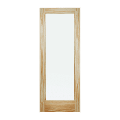 Full-Lite Classic Stain Grade Pine Interior Single Door Slab – French Doors w/ Frosted Glass