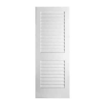 2-Panel Classic Primed Pine Interior Single Door Slab – Plantation Louvered Door