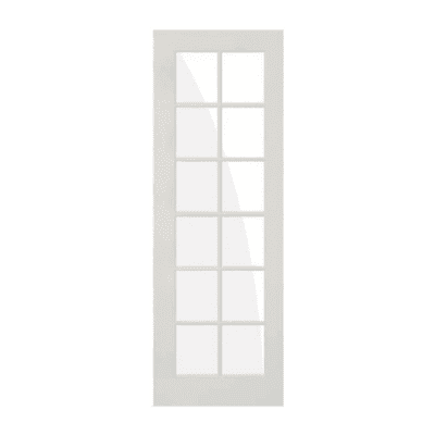 12-Lite Classic Primed Pine Interior Single Door Slab – French Door w/ Clear Glass