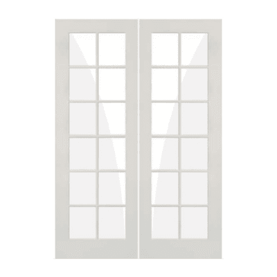 12-Lite Classic Primed Pine Interior Double Door Slabs – French Door w/ Clear Glass