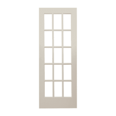 15-Lite Classic Primed Pine Interior Single Door Slab – French Door w/ Clear Glass