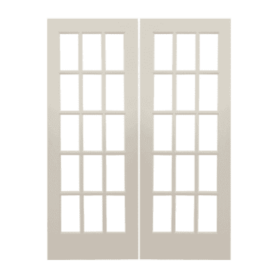 15-Lite Classic Primed Pine Interior Double Door Slabs – French Door w/ Clear Glass