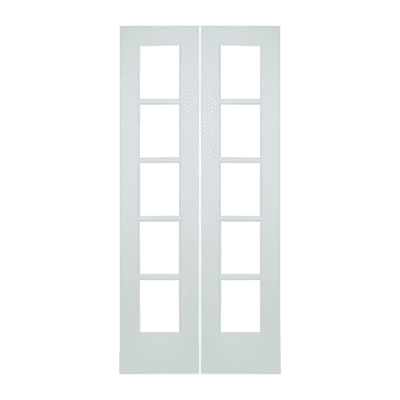 5-Lite Classic Primed Pine Interior Double Door Slabs – French Door w/ Clear Glass