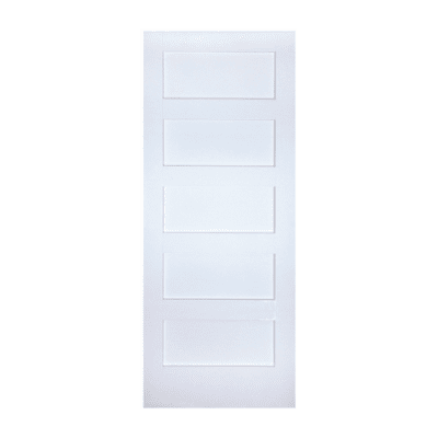 5-Panel Midcentury Modern Primed Pine Interior Single Door Slab – Shaker Style Door